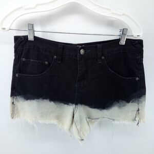 Free People Bleached Black White Shorts Raw Hem 100% Cotton W 26 Boho Cut Off